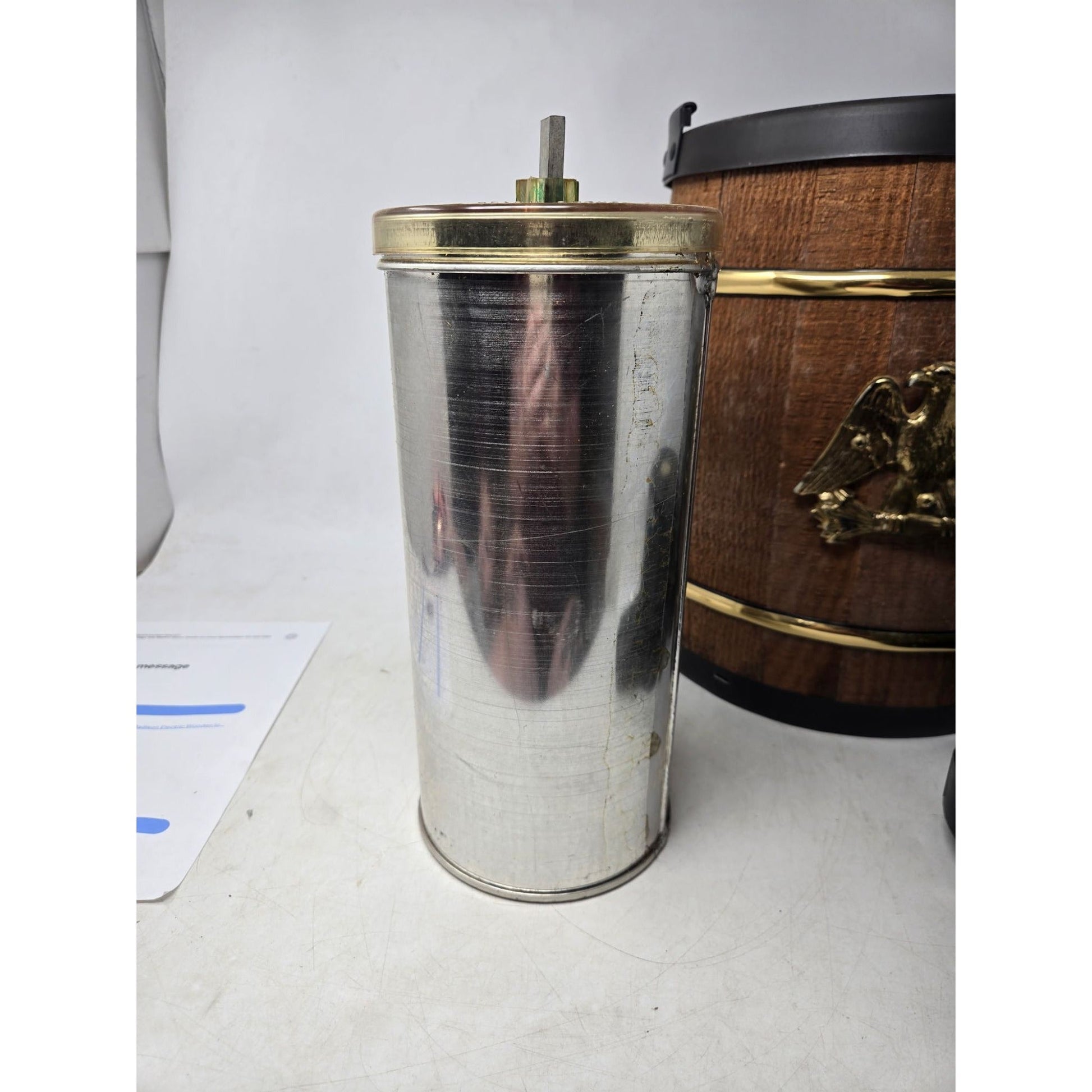 Vintage Electric Wooden Barrel Ice Cream Freezer Maker Churn with Gold Eagle -  A+ Stuff