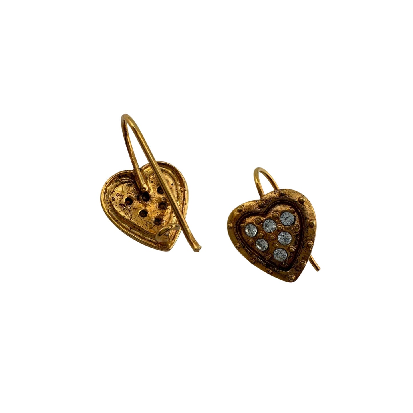 Women's Danecraft 24 Karat Gold Over Sterling Heart Shaped Earrings with Tags