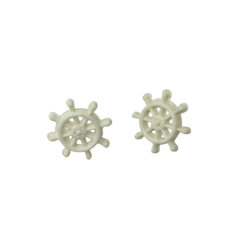 Womens White Ship Wheel Earrings