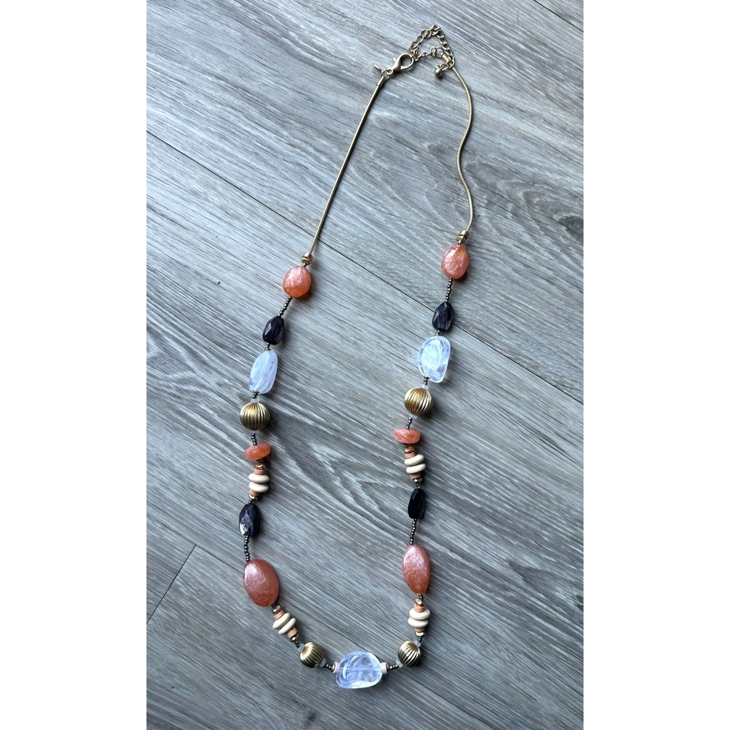 Beautiful Chico's Long Boho Stone and Bead Necklace 36"