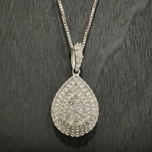 Stunning Pear Cut 1/2 Ct Diamond Necklace - Natural Diamonds in Sterling Silver