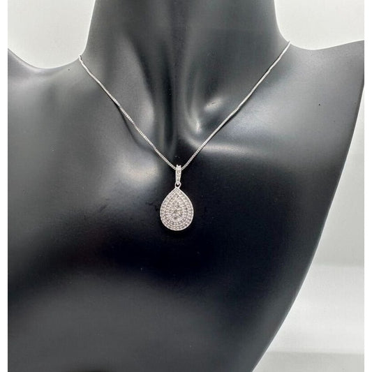Stunning Pear Cut 1/2 Ct Diamond Necklace - Natural Diamonds in Sterling Silver