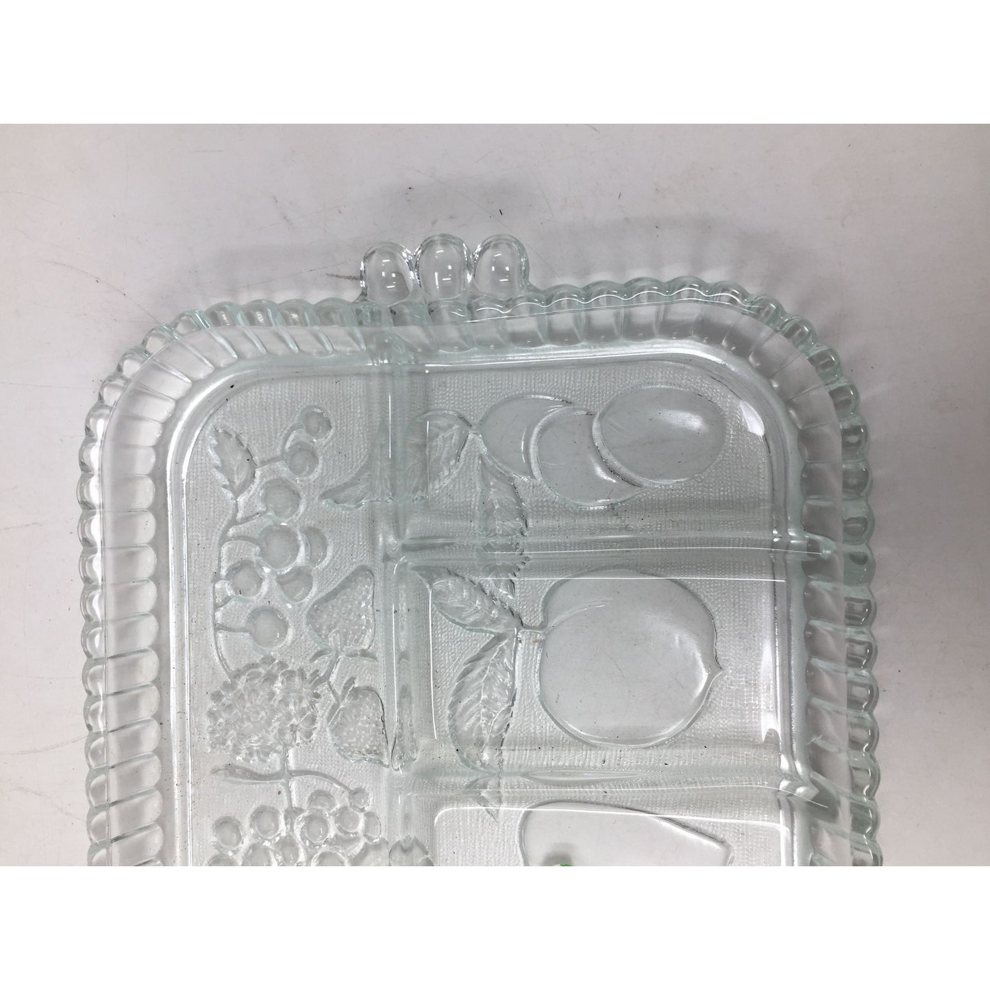 Vintage Large Clear Glass Divided Serving Dish/Fruit Tray