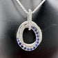 Blue and White Sapphire (Lab Created) Interlocking Loops Pendant with Necklace