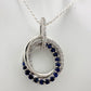 Blue and White Sapphire (Lab Created) Interlocking Loops Pendant with Necklace