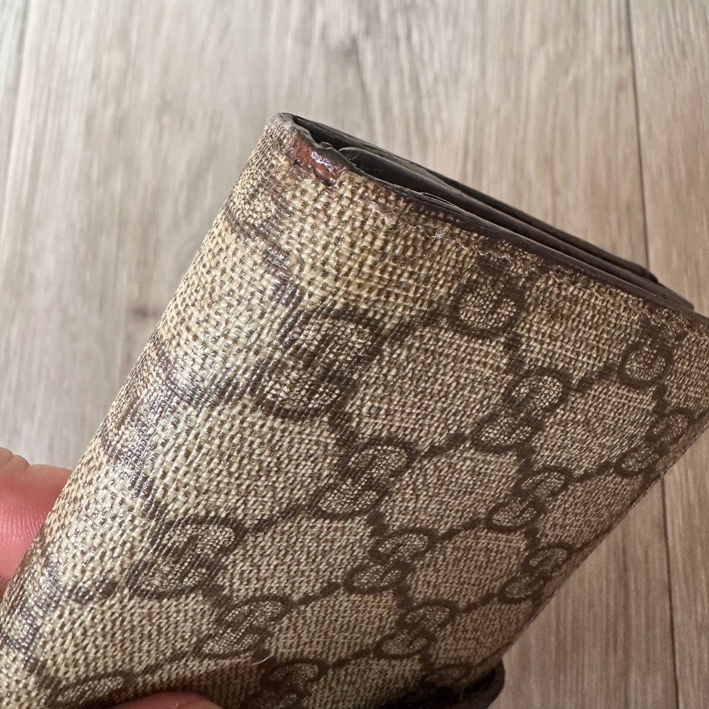 Gucci Coated Canvas and Croc Embossed Leather  GG Long Wallet