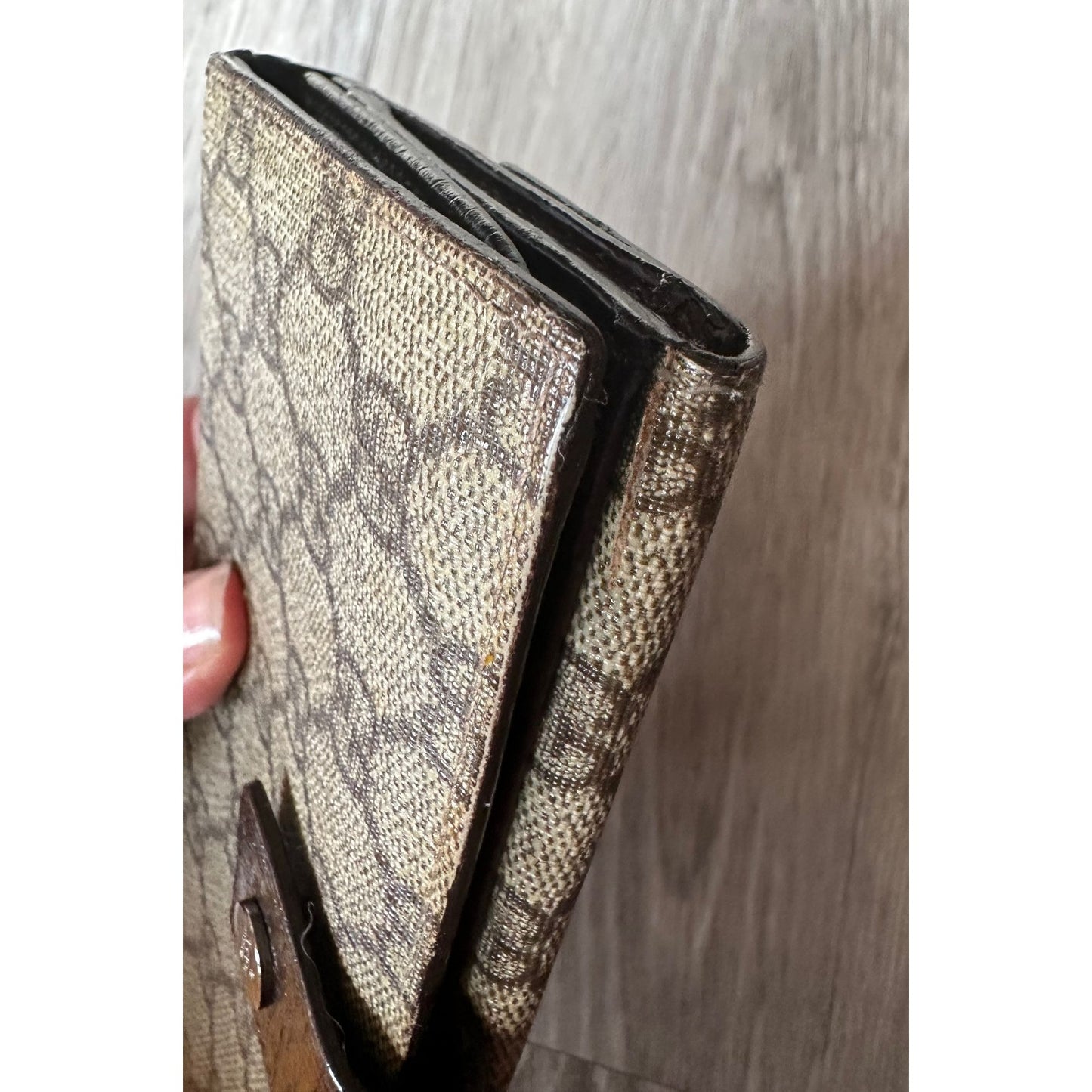 Gucci Coated Canvas and Croc Embossed Leather  GG Long Wallet