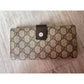 Gucci Coated Canvas and Croc Embossed Leather  GG Long Wallet