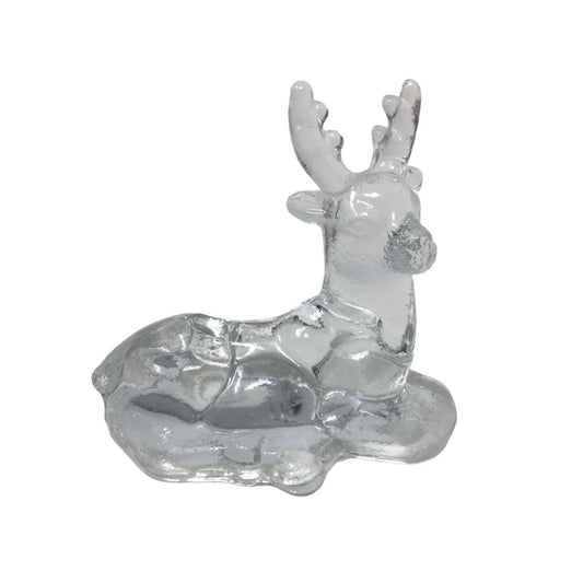 Vintage Clear Glass Reindeer Christmas Holiday Figurine