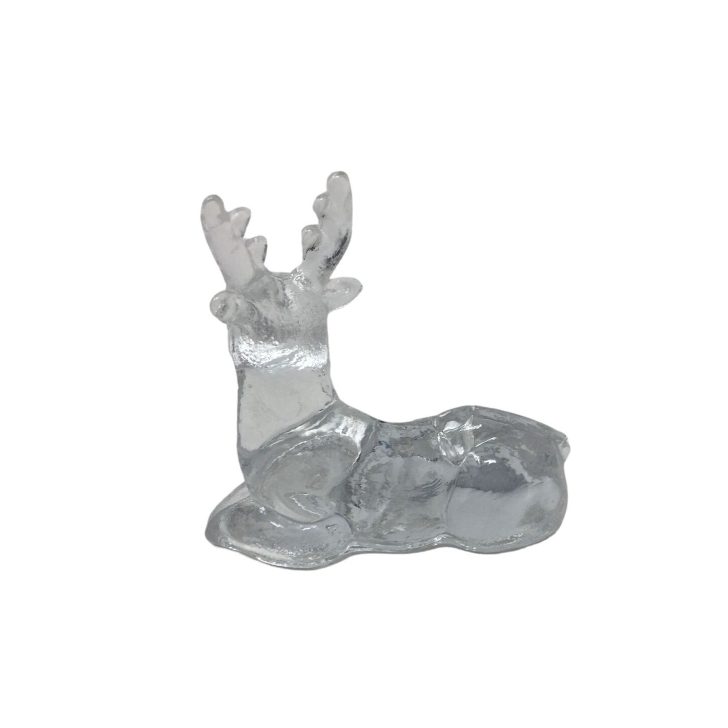 Vintage Clear Glass Reindeer Christmas Holiday Figurine