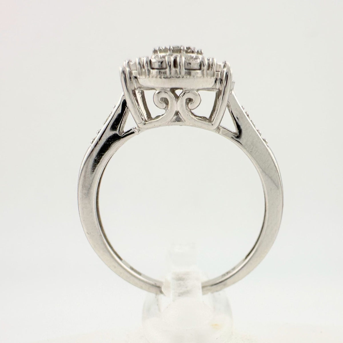 Beautiful Natural Diamond Halo Ring - Sterling Silver Illusion Setting  Size 7 --  A+ Stuff ring