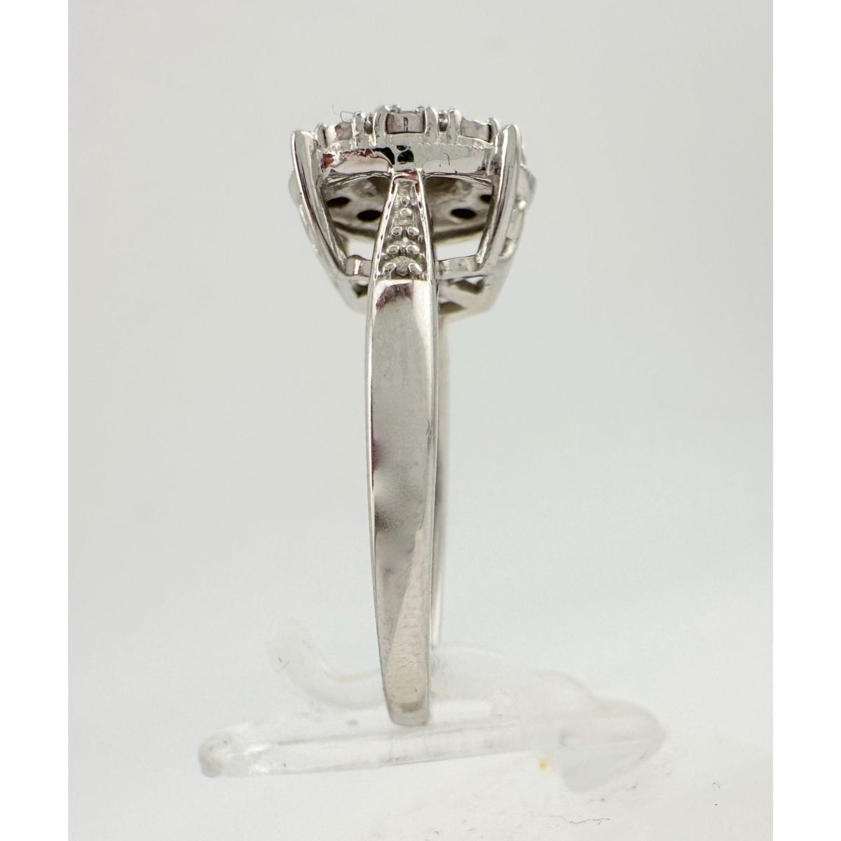 Beautiful Natural Diamond Halo Ring - Sterling Silver Illusion Setting  Size 7 --  A+ Stuff ring