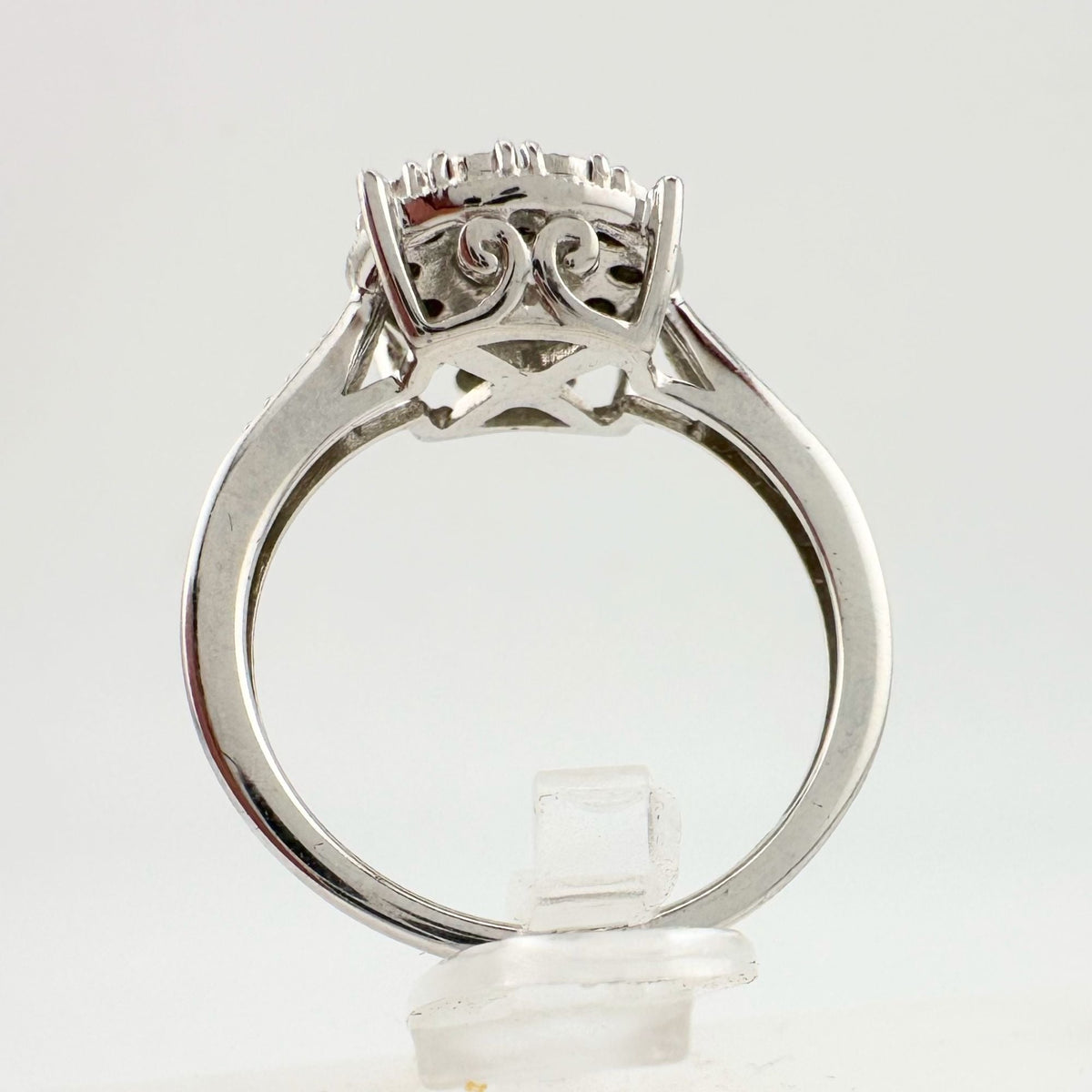 Beautiful Natural Diamond Halo Ring - Sterling Silver Illusion Setting  Size 7 --  A+ Stuff ring