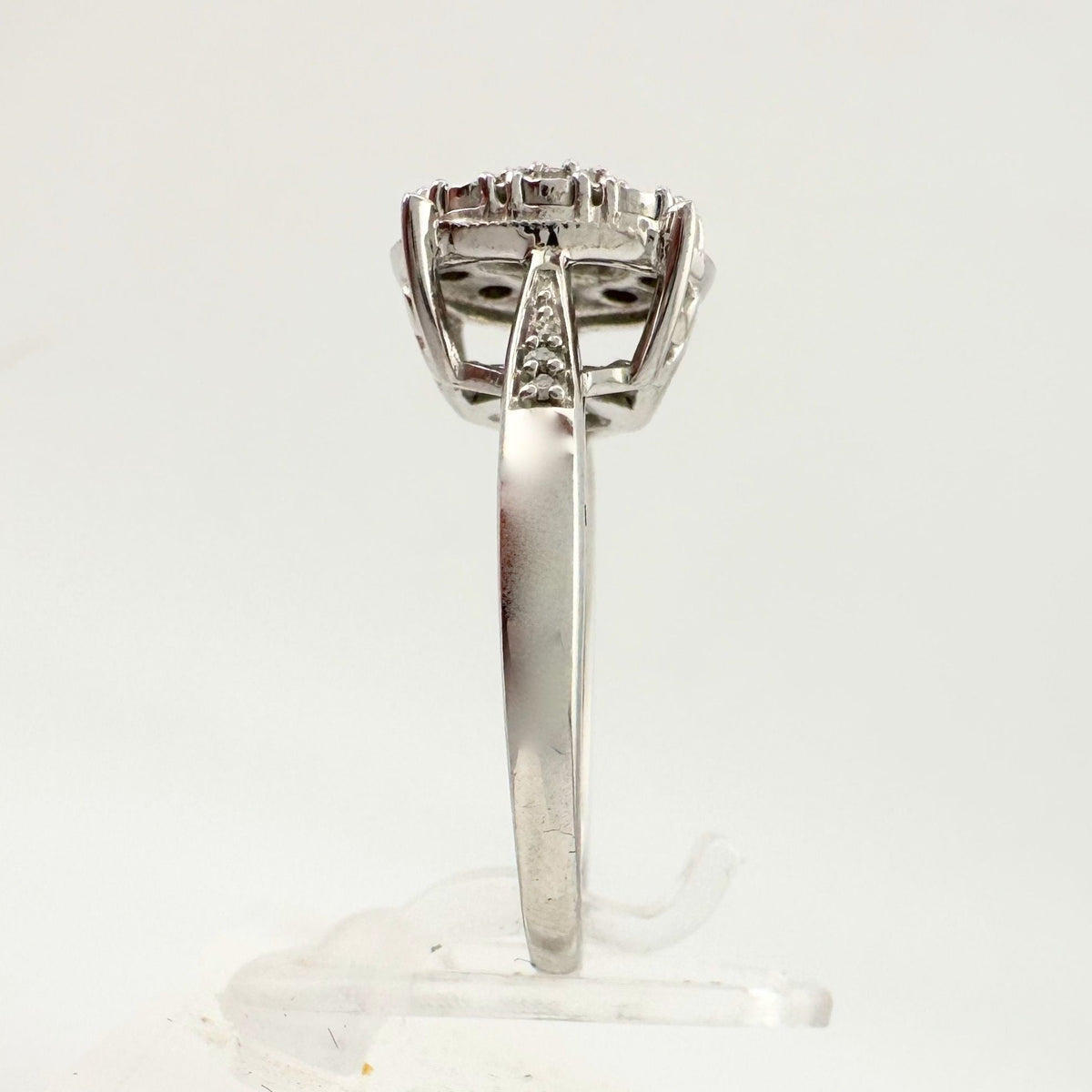 Beautiful Natural Diamond Halo Ring - Sterling Silver Illusion Setting  Size 7 --  A+ Stuff ring
