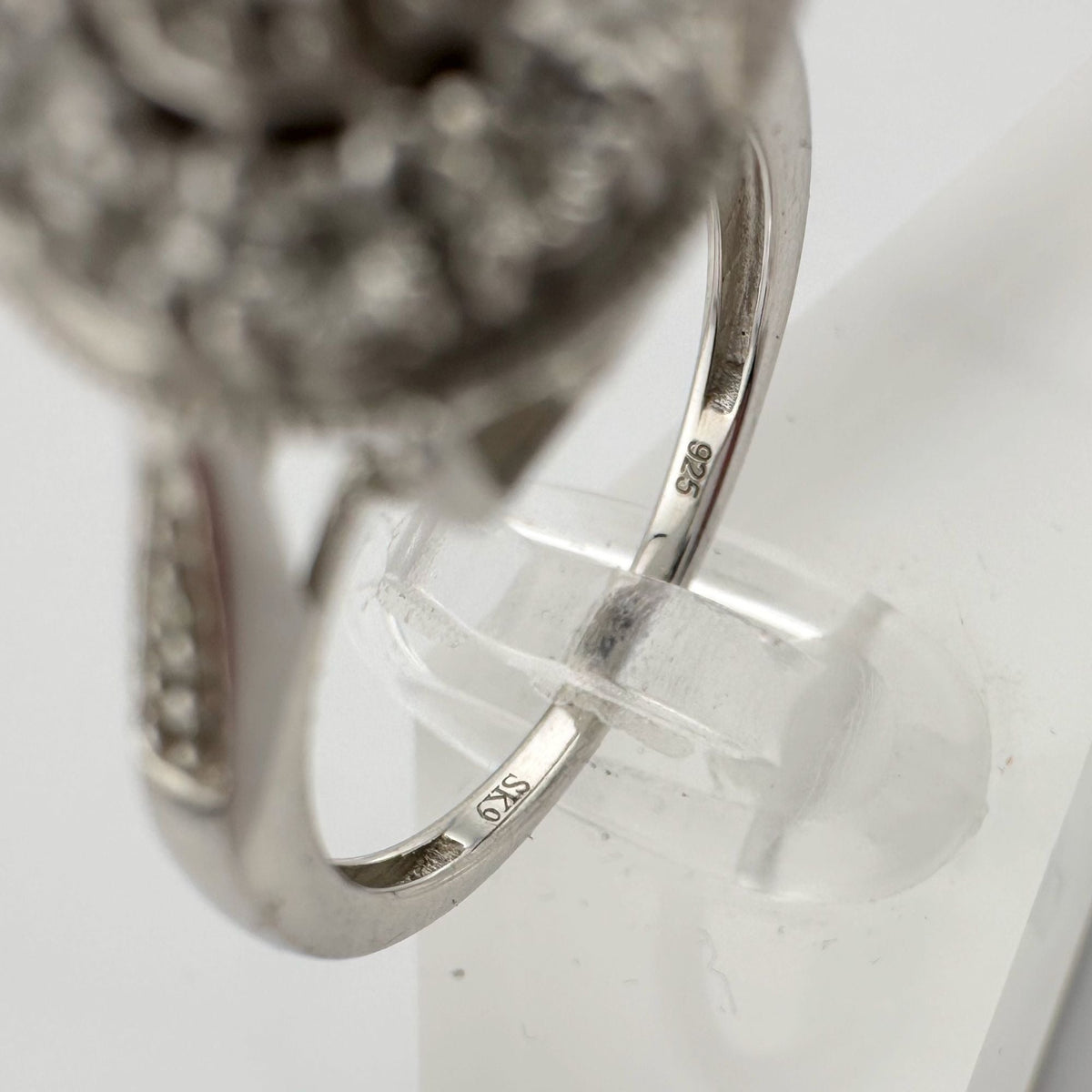 Beautiful Natural Diamond Halo Ring - Sterling Silver Illusion Setting  Size 7 --  A+ Stuff ring
