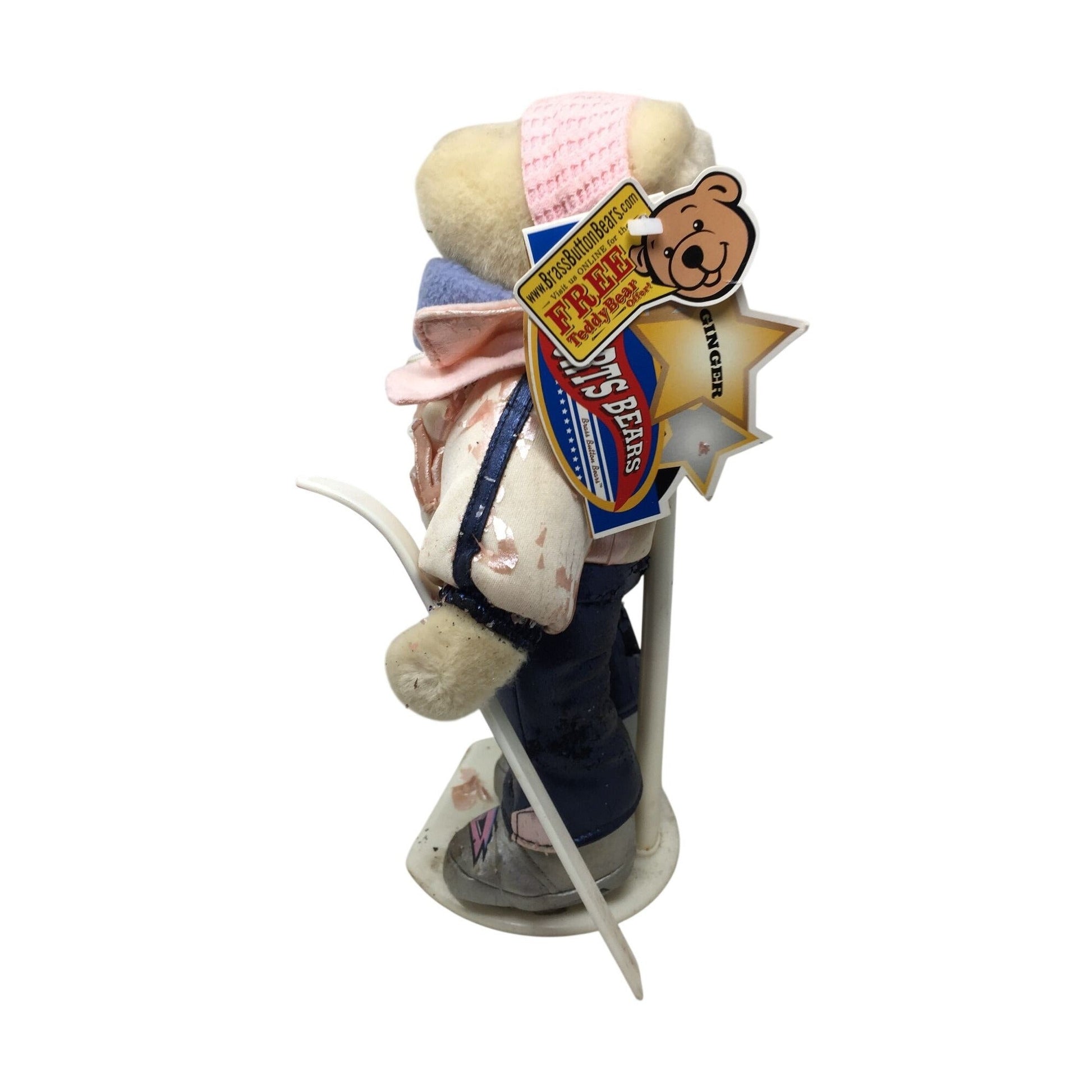 Two vintage, Brass Button Bears Sports Bears. Crosby & Ginger. Brass Button Sports Bears  A+ Stuff Plush Toys / Stuffed Animals