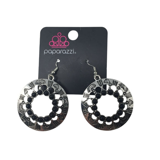 Paparazzi Silver and Black Omega Earrings- New with tags