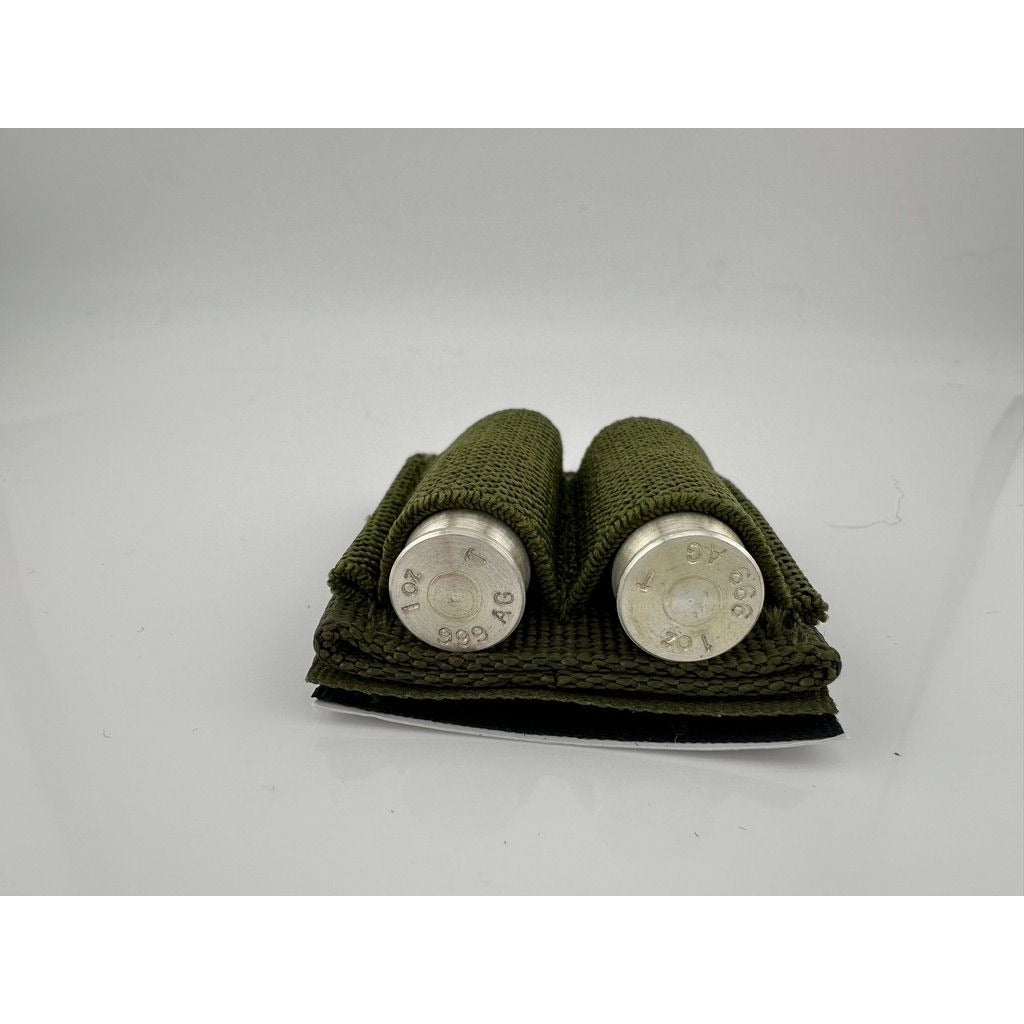 Two 1 Ounce .999 Fine Silver Bullets  in Stick to It Cartridge Holder