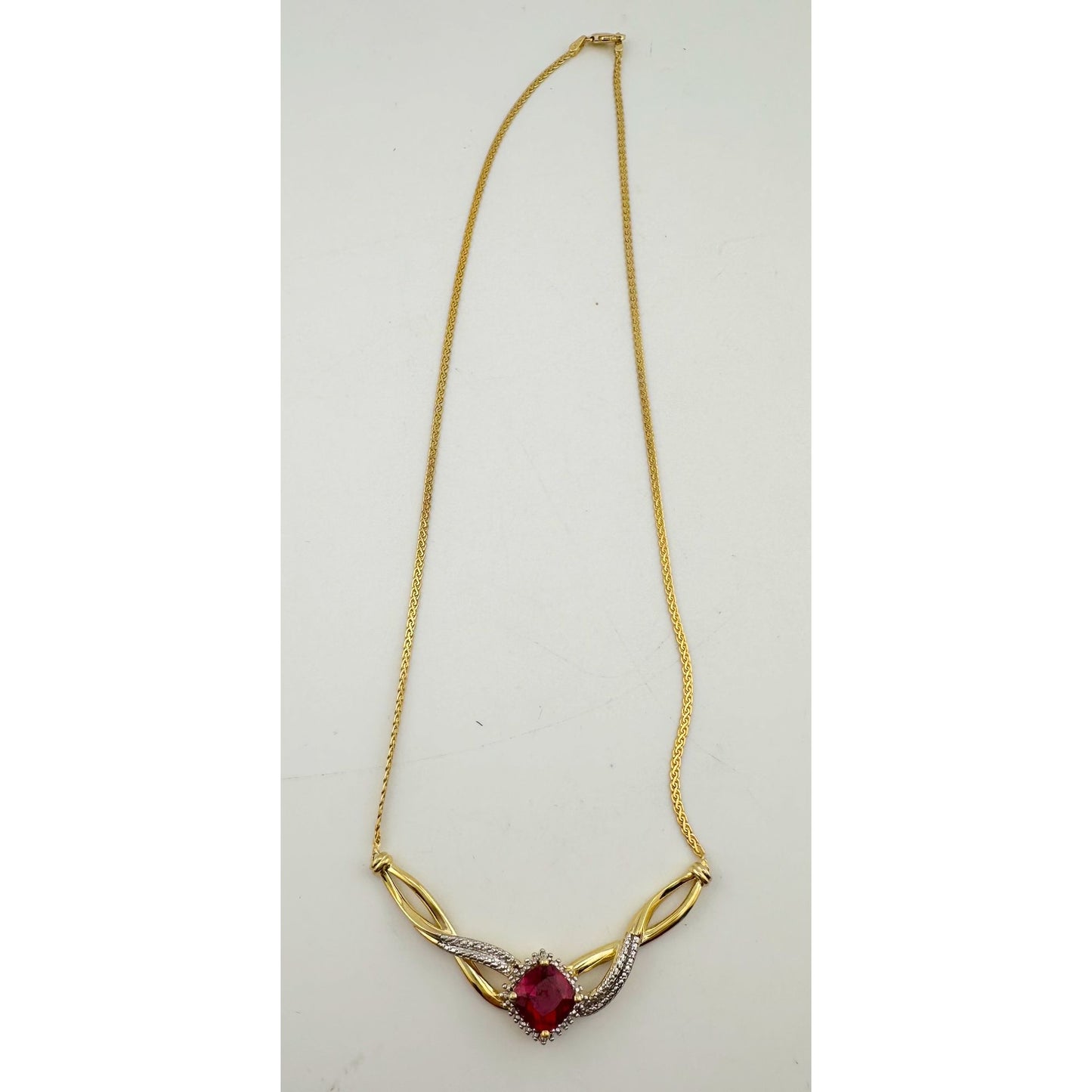 Elegant Lab Created Ruby and White Sapphire Infinite Loop Necklace