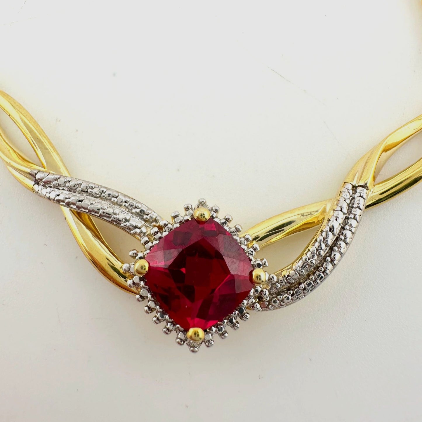 Elegant Lab Created Ruby and White Sapphire Infinite Loop Necklace