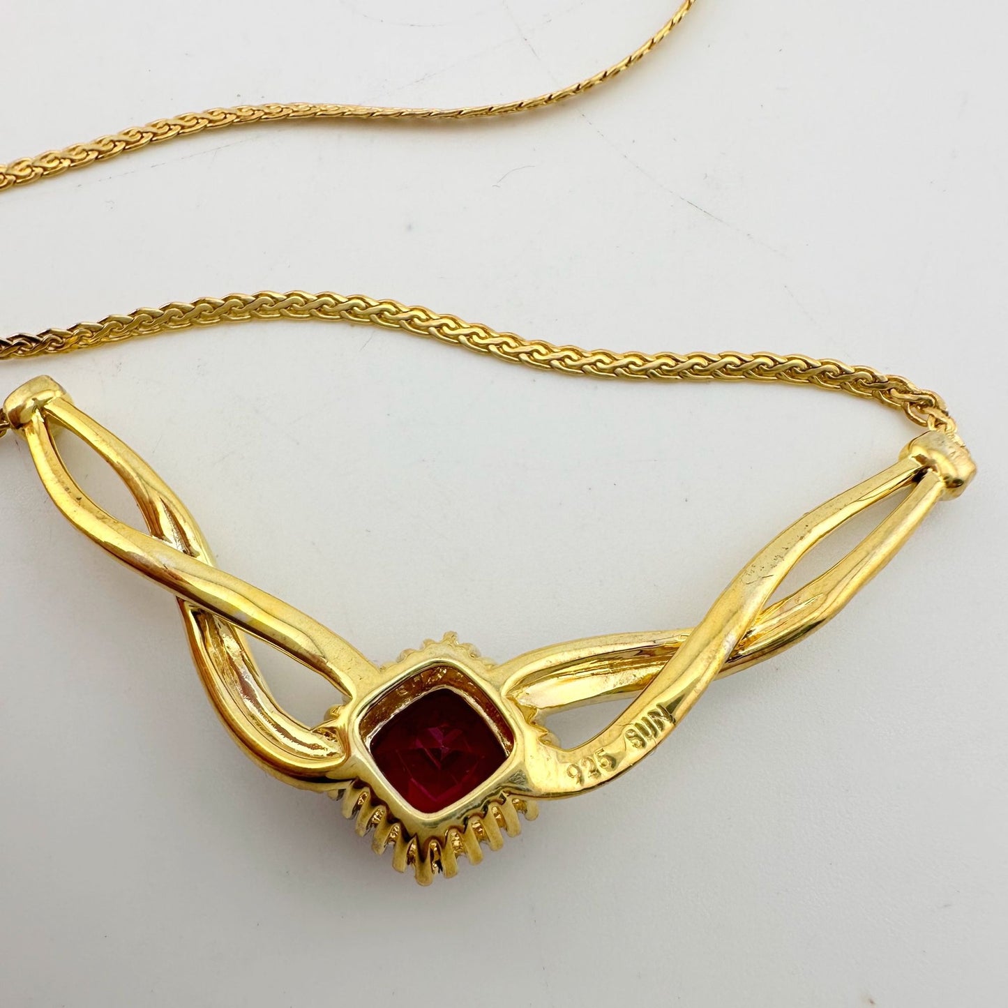 Elegant Lab Created Ruby and White Sapphire Infinite Loop Necklace