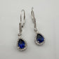Blue and White Sapphire Tear Drop Earrings in Sterling Silver - A+ Stuff