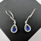 Blue and White Sapphire Tear Drop Earrings in Sterling Silver - A+ Stuff