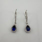 Blue and White Sapphire Tear Drop Earrings in Sterling Silver - A+ Stuff