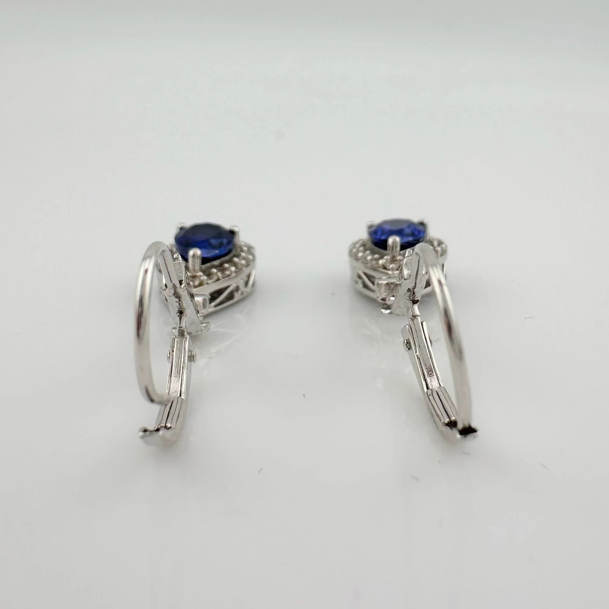 Blue and White Sapphire Tear Drop Earrings in Sterling Silver - A+ Stuff