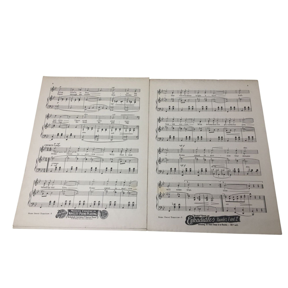 Sheet Music titled "Some Sweet To-Morrow" A+ Stuff  A+ Stuff SHEET MUSIC