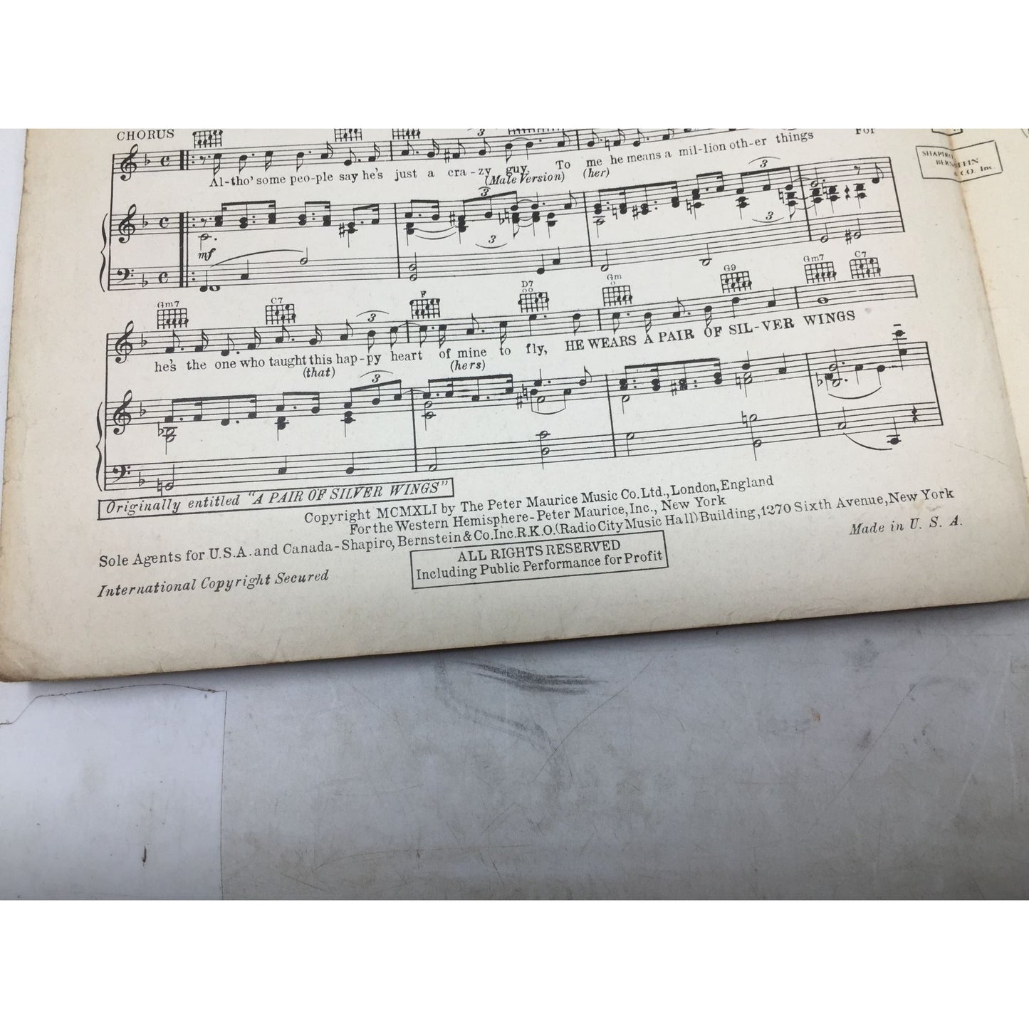 ''He Wears A Pair of Silver Wings'' by Eric Maschwitz and Michael Carr