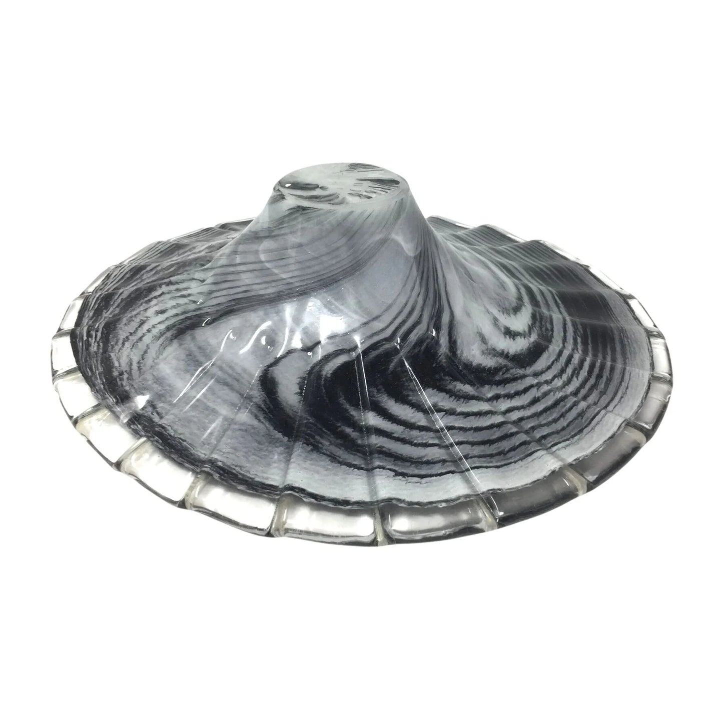 Vintage Lavorazione Arte Murano Round Black Art Glass Dish / Large Bowl - A+ Stuff