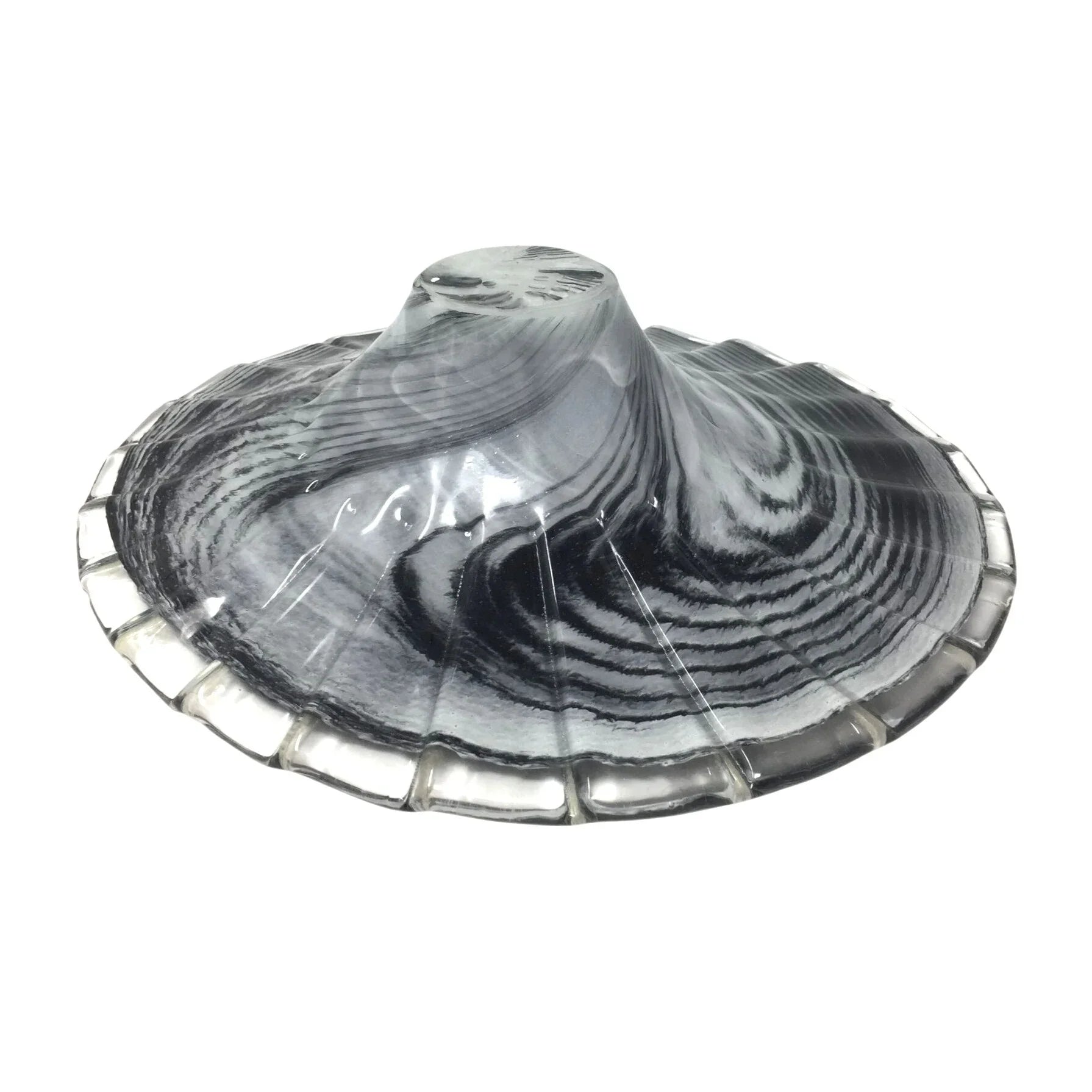 Vintage Lavorazione Arte Murano Round Black Art Glass Dish / Large Bowl - A+ Stuff