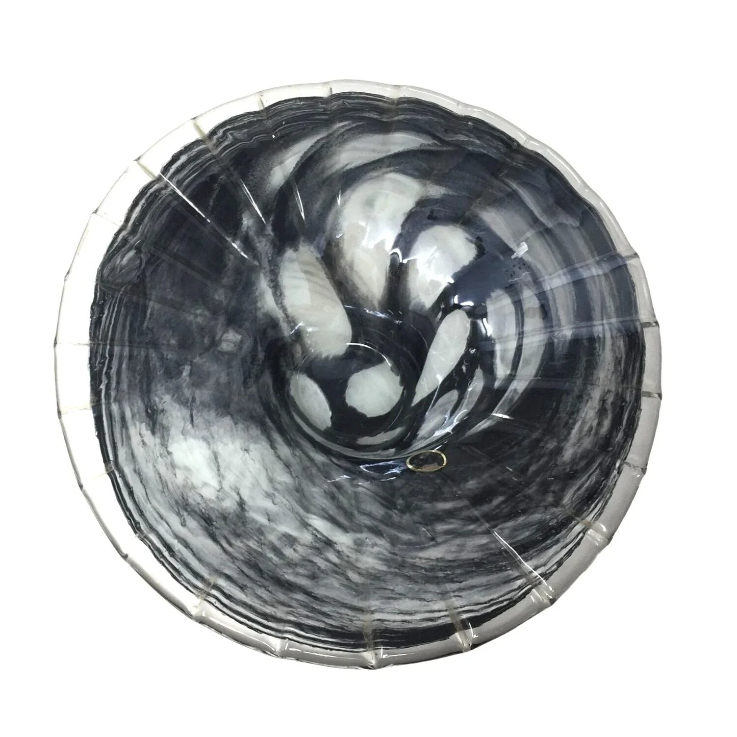 Vintage Lavorazione Arte Murano Round Black Art Glass Dish / Large Bowl - A+ Stuff