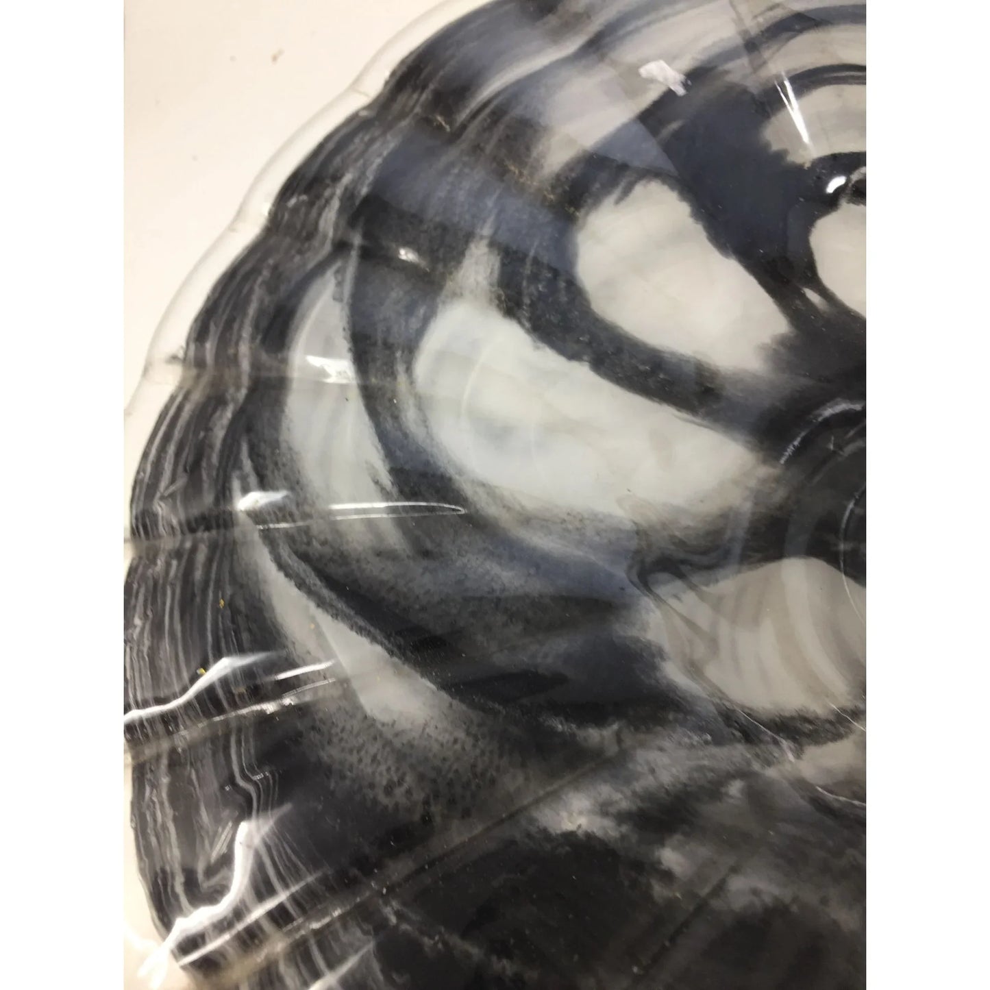 Vintage Lavorazione Arte Murano Round Black Art Glass Dish / Large Bowl - A+ Stuff