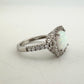 Cushion Cut Lab Created White Opal and White Topaz Ring Size 7.25