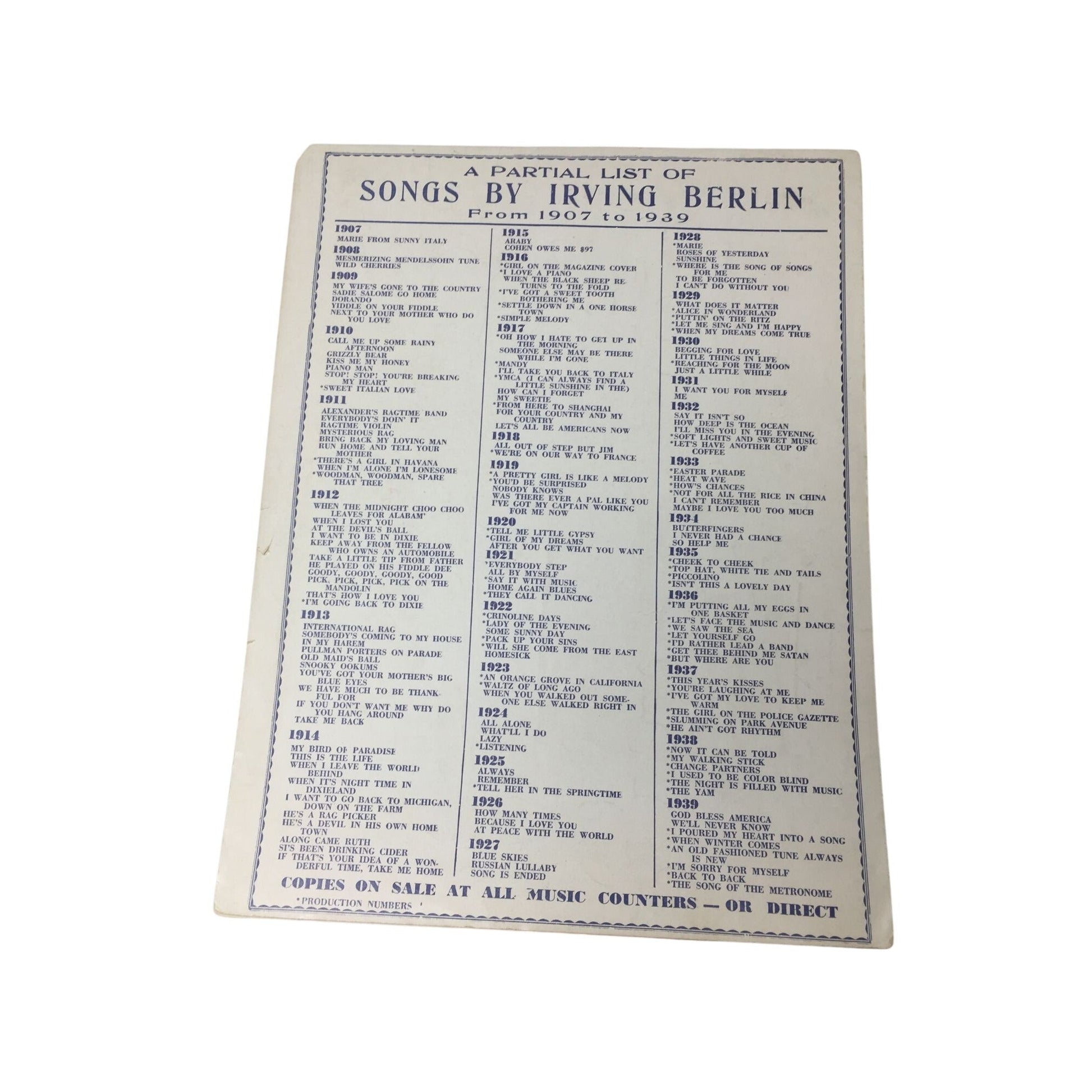 Sheet Music for "How Deep Is The Ocean (How High Is The Sky)" A+ Stuff  A+ Stuff SHEET MUSIC