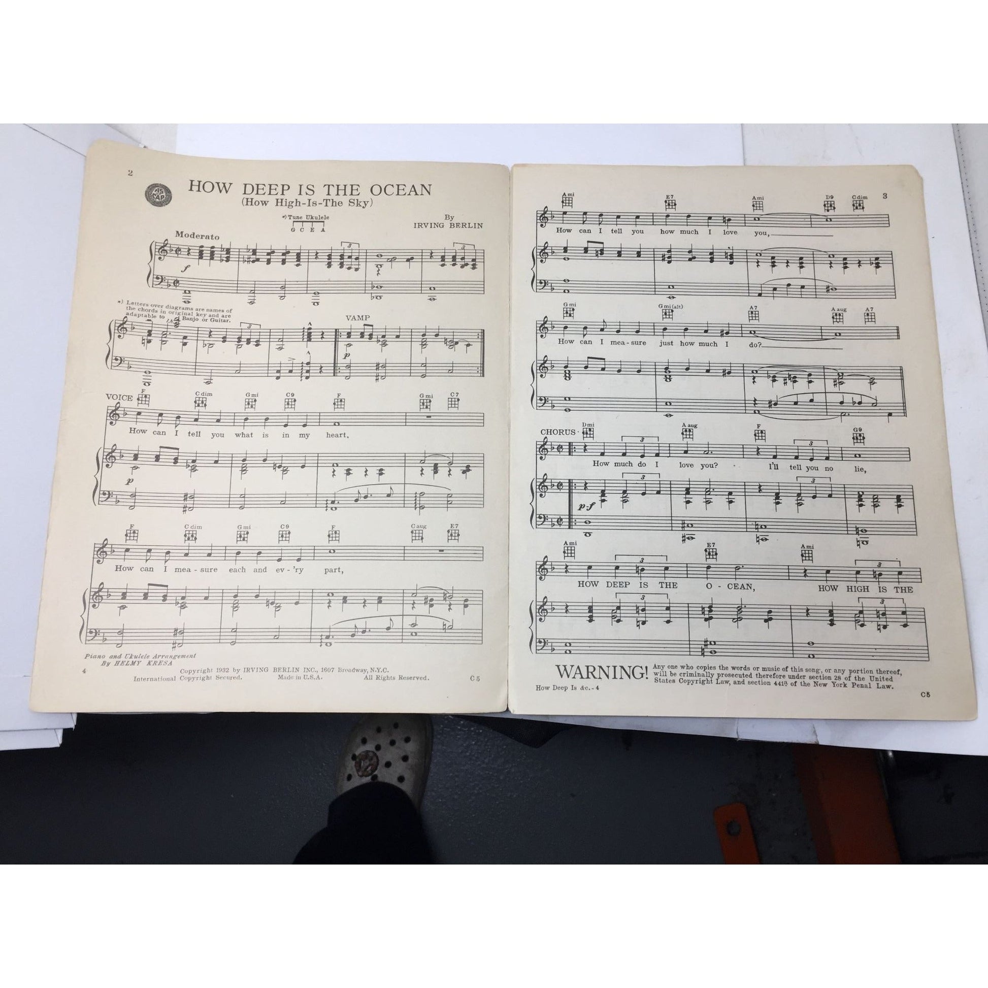 Sheet Music for "How Deep Is The Ocean (How High Is The Sky)" A+ Stuff  A+ Stuff SHEET MUSIC