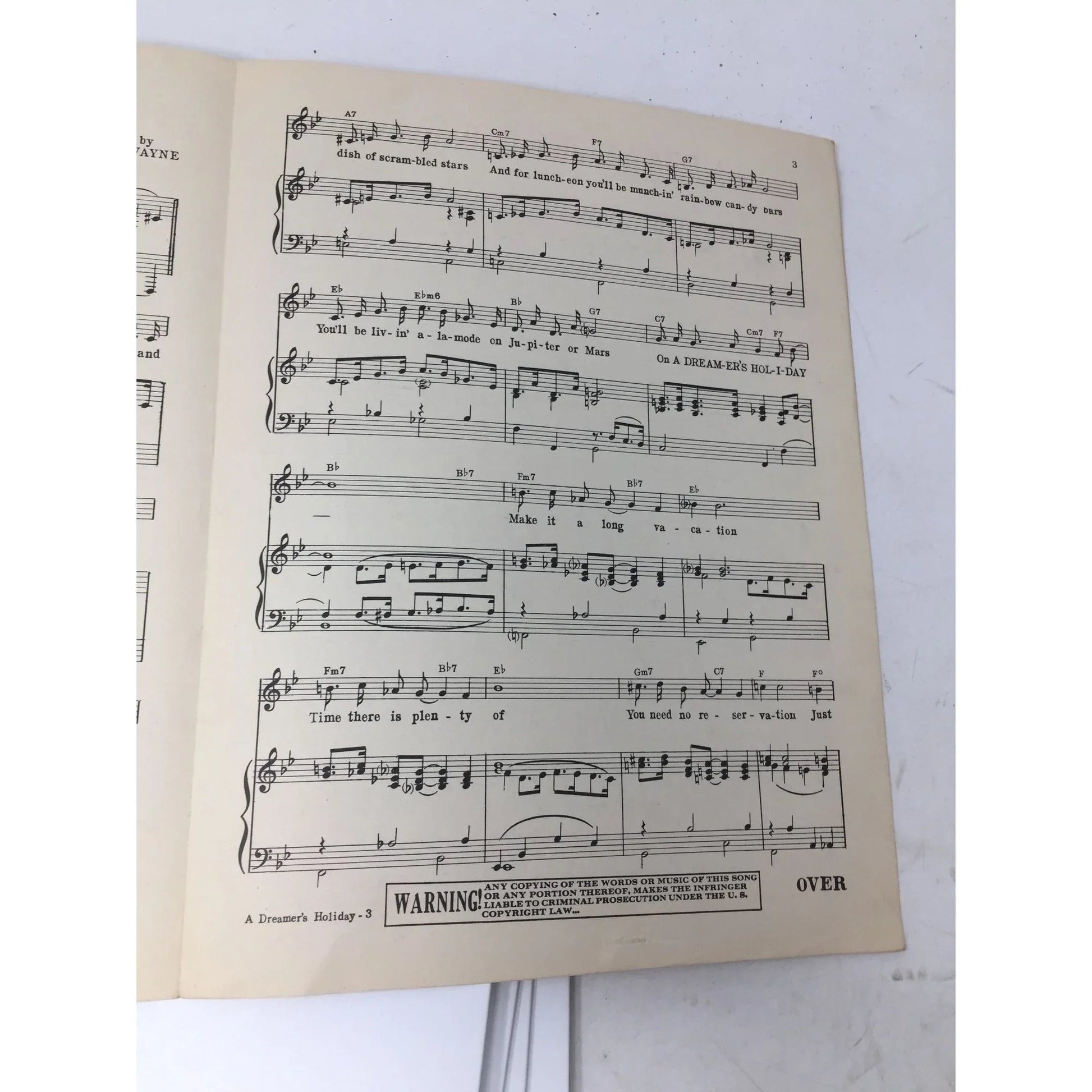 ''A DREAMER'S HOLIDAY'' VINTAGE SHEET MUSIC - A+ Stuff - SHEET MUSIC - A+ Stuff