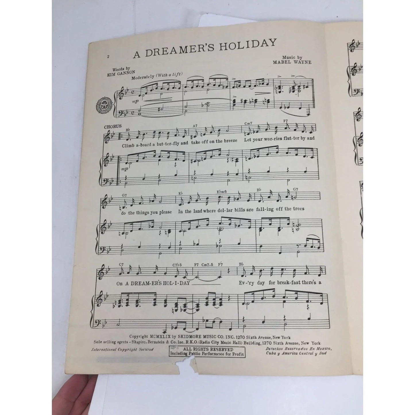 ''A DREAMER'S HOLIDAY'' VINTAGE SHEET MUSIC - A+ Stuff - SHEET MUSIC - A+ Stuff