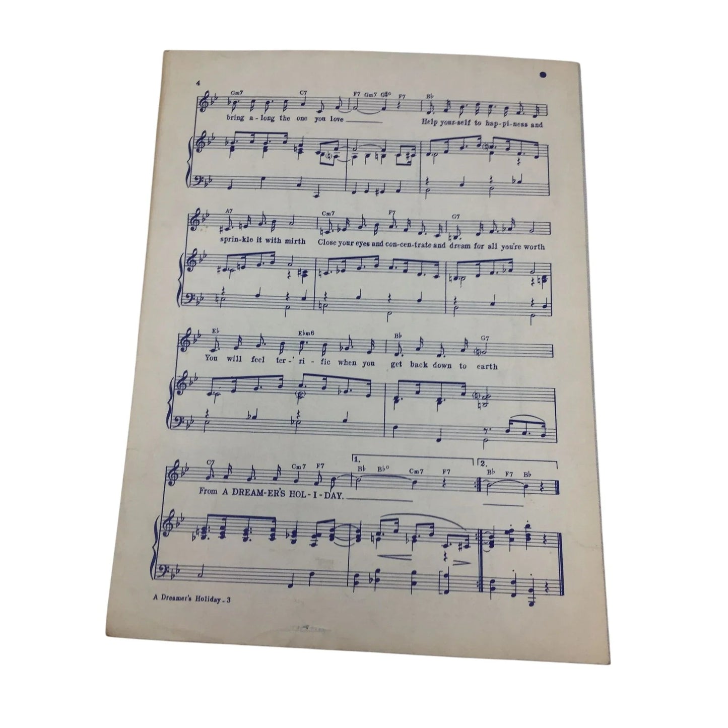 ''A DREAMER'S HOLIDAY'' VINTAGE SHEET MUSIC - A+ Stuff - SHEET MUSIC - A+ Stuff