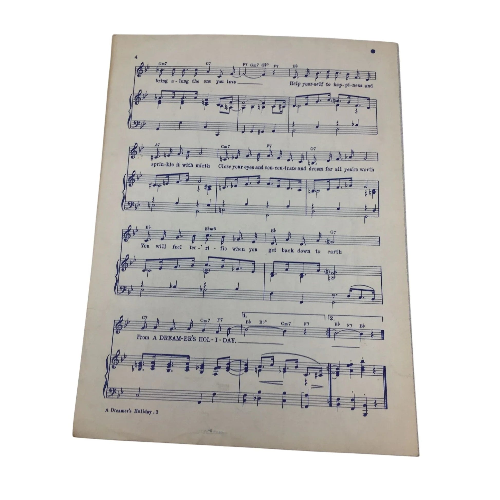 ''A DREAMER'S HOLIDAY'' VINTAGE SHEET MUSIC - A+ Stuff - SHEET MUSIC - A+ Stuff