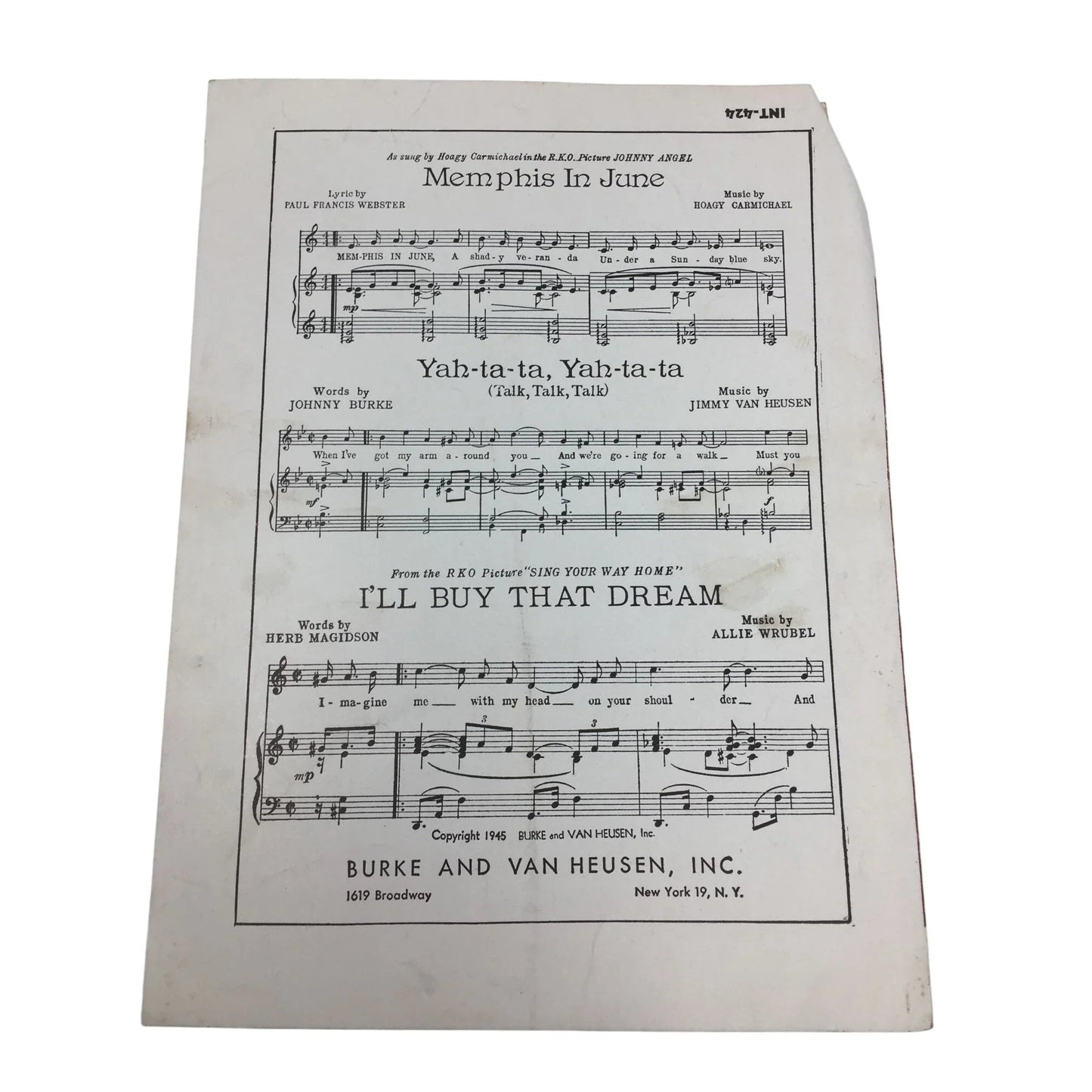 ''A Friend of yours'' Vintage Sheet Music by Johnny Burke and Jimmy Van Heusen - A+ Stuff - SHEET MUSIC - A+ Stuff