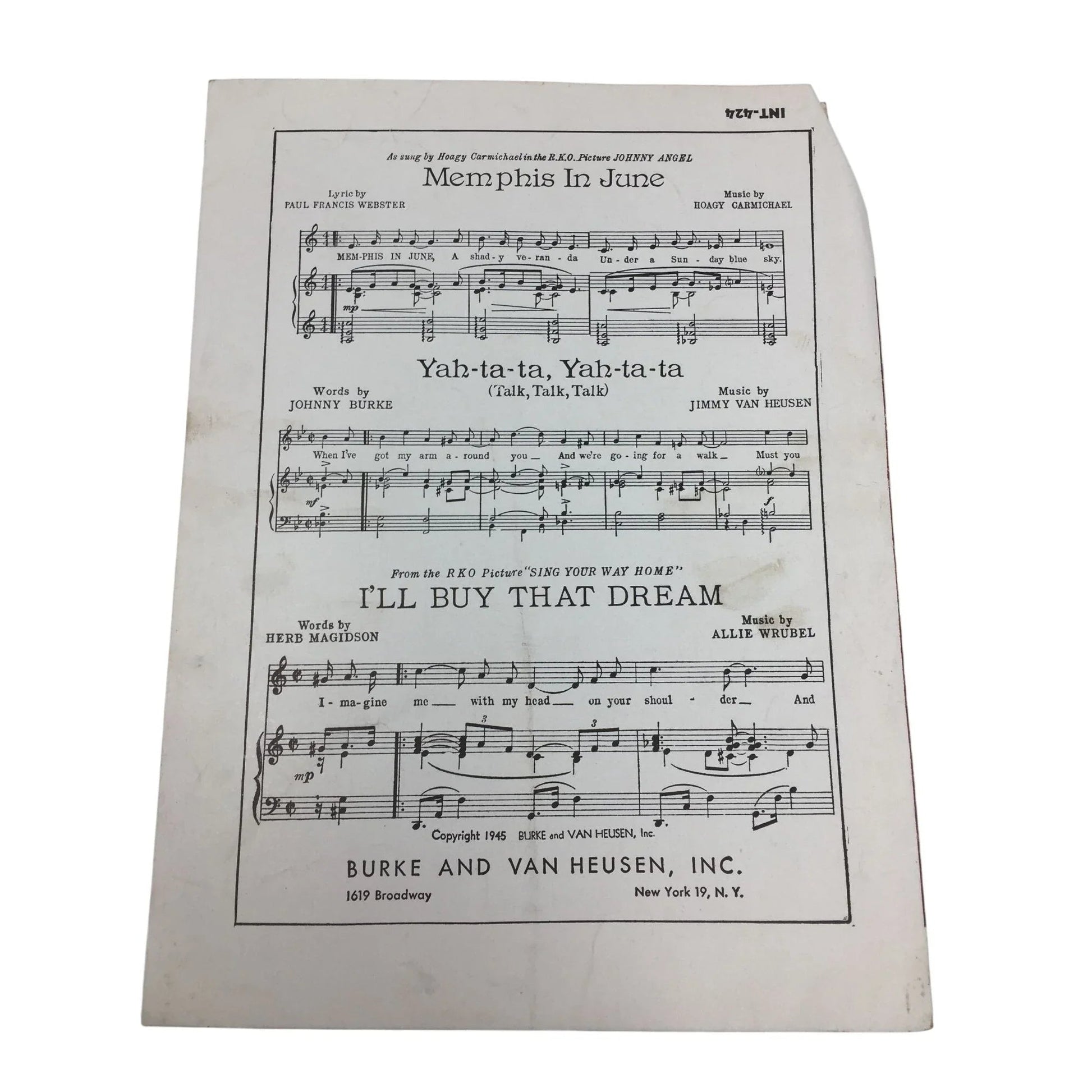 ''A Friend of yours'' Vintage Sheet Music by Johnny Burke and Jimmy Van Heusen - A+ Stuff - SHEET MUSIC - A+ Stuff