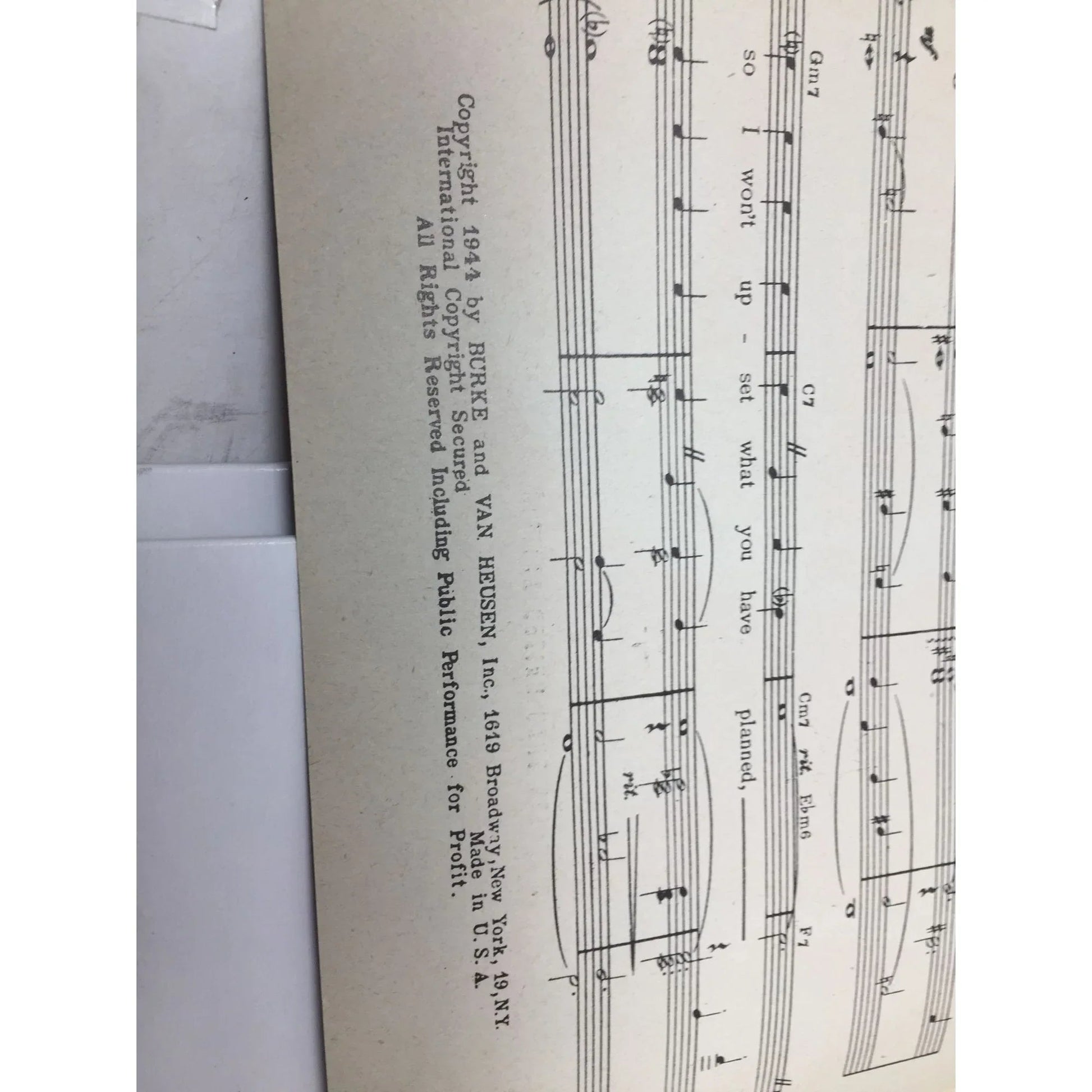 ''A Friend of yours'' Vintage Sheet Music by Johnny Burke and Jimmy Van Heusen - A+ Stuff - SHEET MUSIC - A+ Stuff