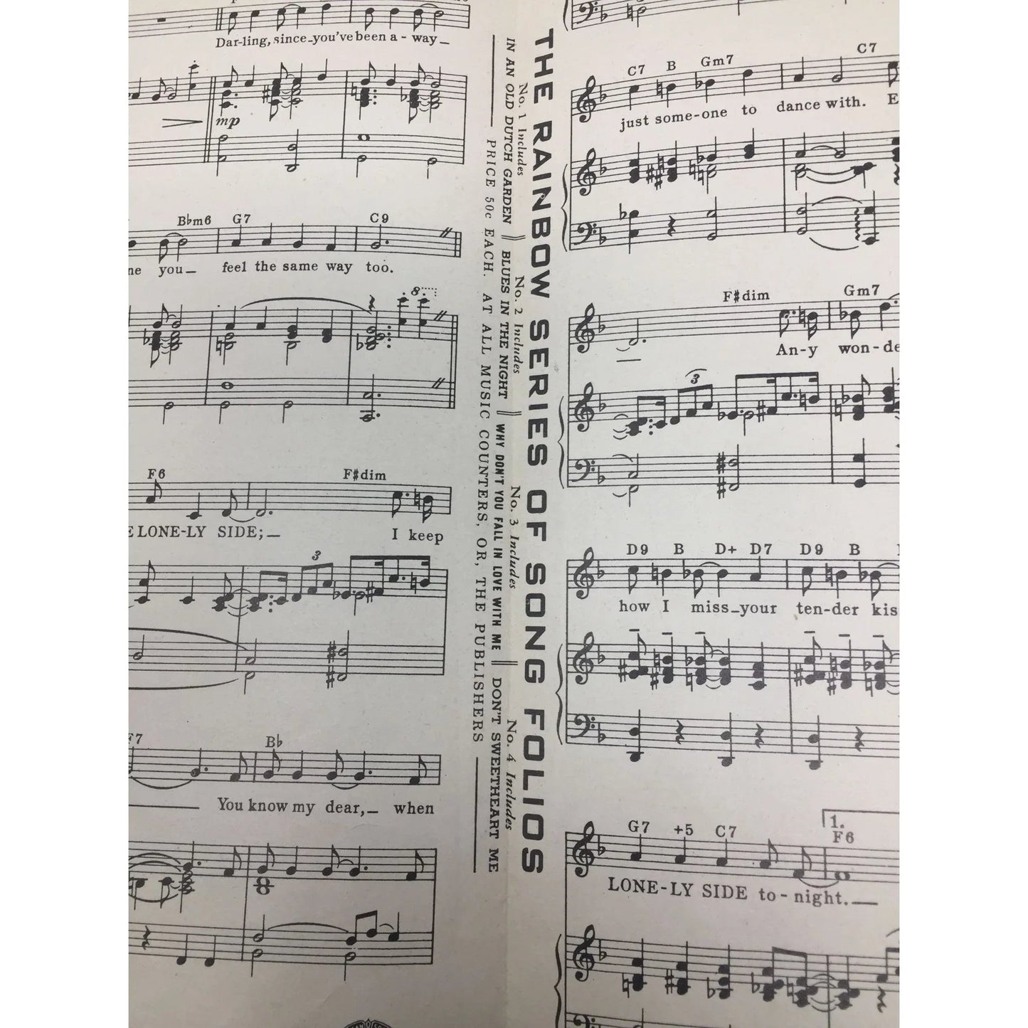 A LITTLE ON THE LONELY SIDE VINTAGE 1944 SHEET MUSIC - A+ Stuff - SHEET MUSIC - A+ Stuff