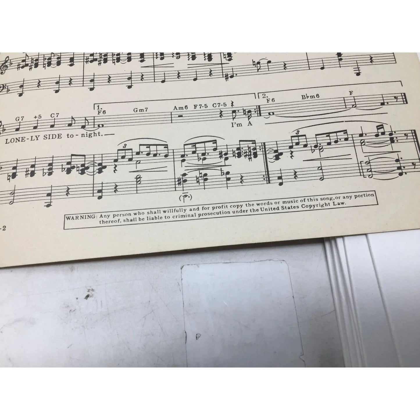 A LITTLE ON THE LONELY SIDE VINTAGE 1944 SHEET MUSIC - A+ Stuff - SHEET MUSIC - A+ Stuff