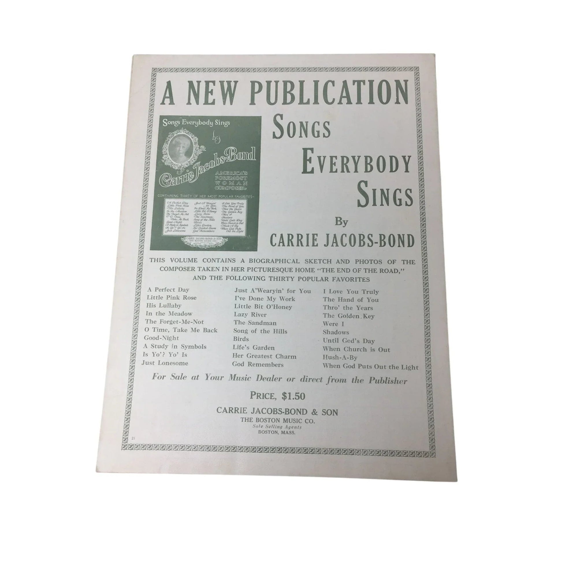 ''A LITTLE PINK ROSE'' VINTAGE SHEET MUSIC BOOK - A+ Stuff - SHEET MUSIC - A+ Stuff