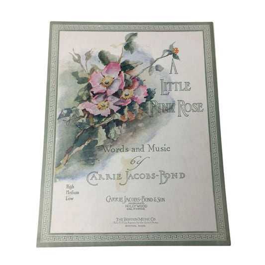 ''A LITTLE PINK ROSE'' VINTAGE SHEET MUSIC BOOK - A+ Stuff - SHEET MUSIC - A+ Stuff