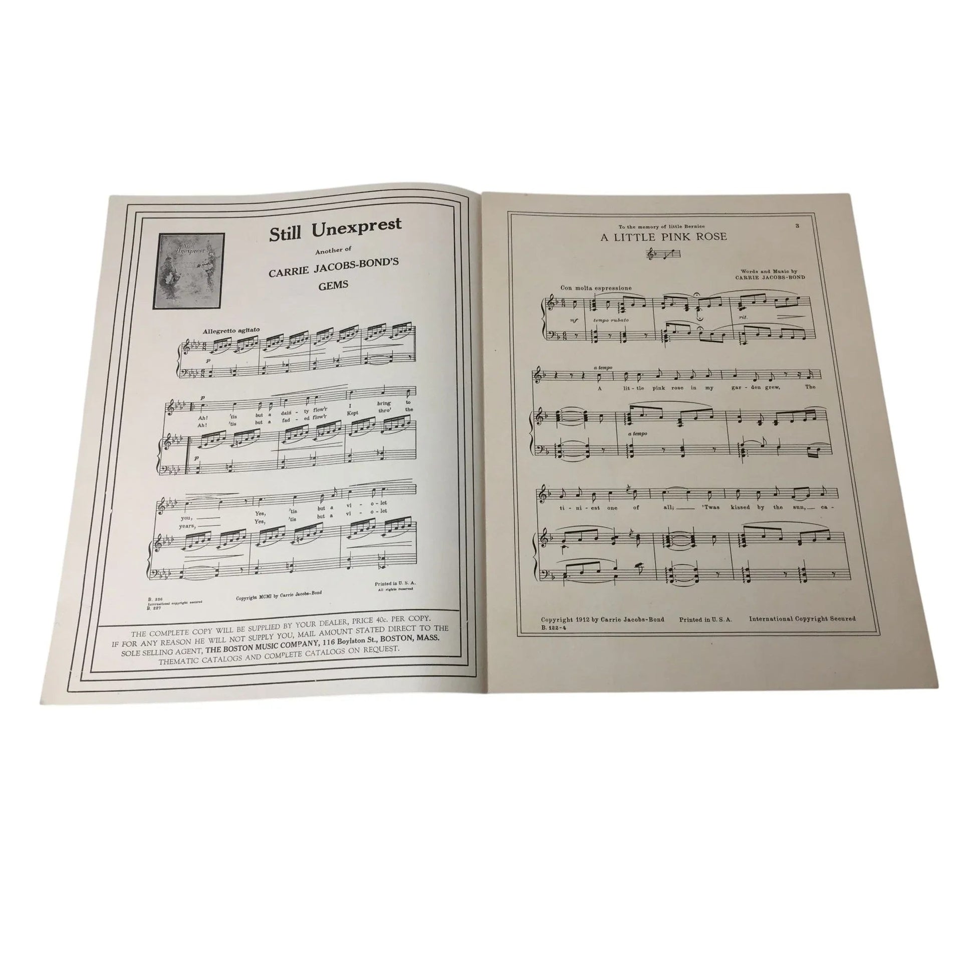 ''A LITTLE PINK ROSE'' VINTAGE SHEET MUSIC BOOK - A+ Stuff - SHEET MUSIC - A+ Stuff